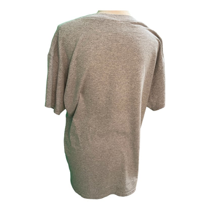 Vintage Gildan Heavy Cotton T-Shirt L (42/44) Grau mit grünem Druck