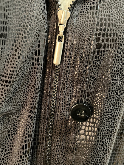 Vintage Jacke Ca. 46/48 Schwarz glänzend Schlangenmuster