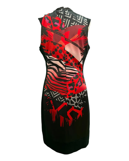 Versace Jeans Kleid 40 Schwarz Rot gemustert, NEU mit Etikett
