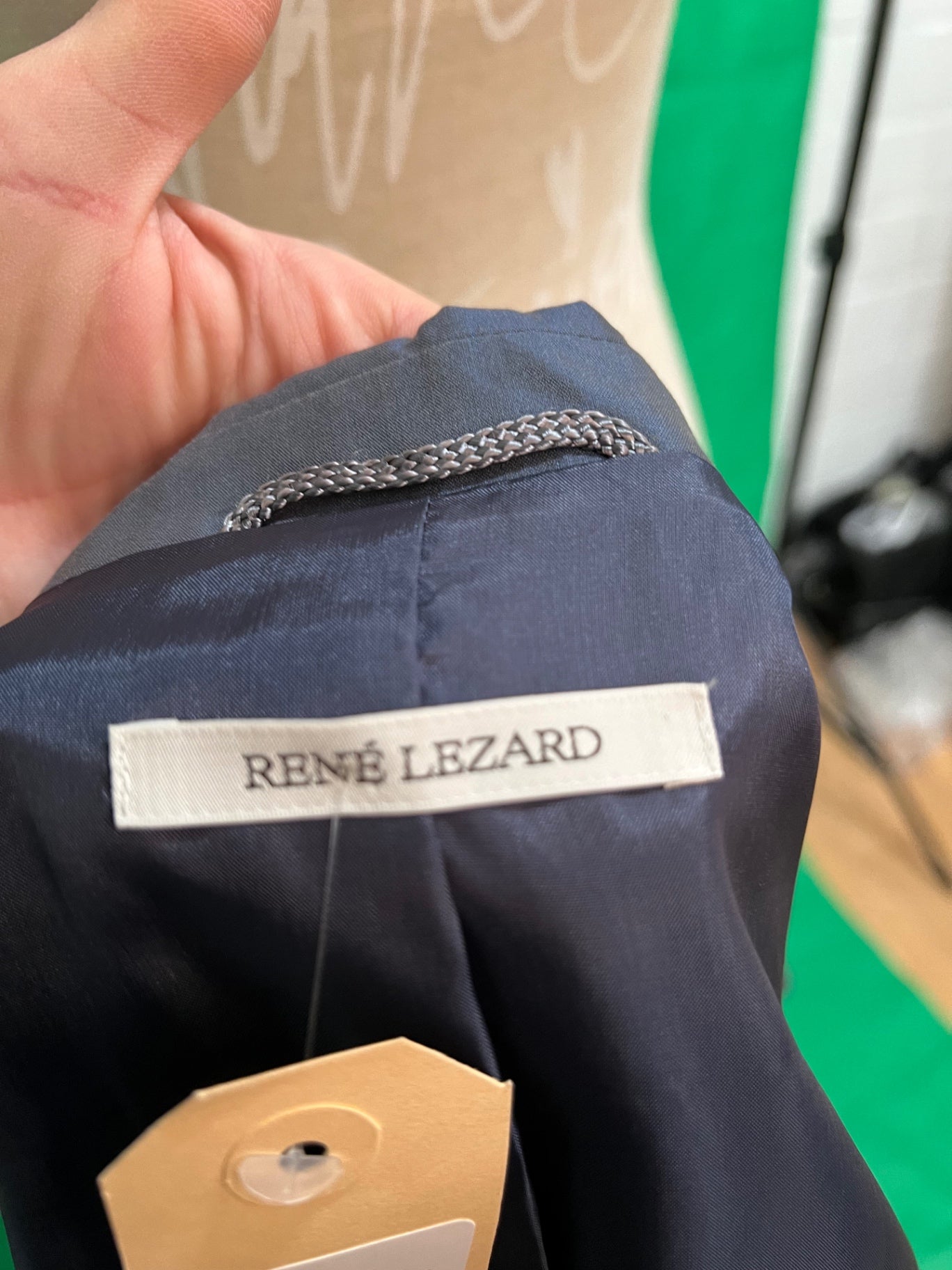 René Lezard Blazer 40 mit Seide, Königsblau Glänzend mit Ösen