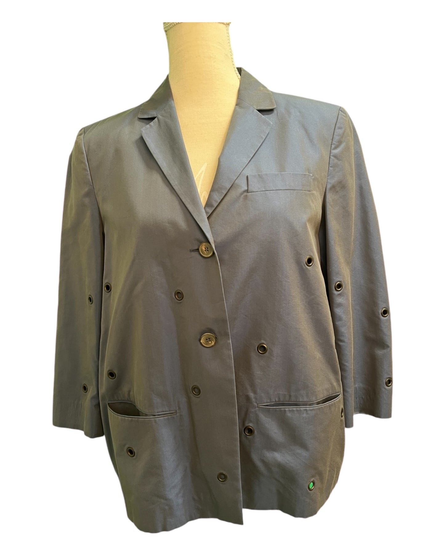 René Lezard Blazer 40 mit Seide, Königsblau Glänzend mit Ösen