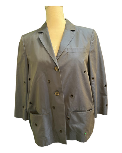 René Lezard Blazer 40 mit Seide, Königsblau Glänzend mit Ösen