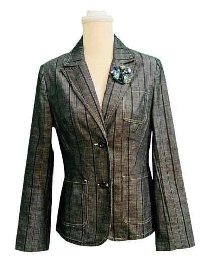 Street One Blazer 38 Grau - schwarz gestreift