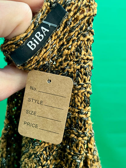 Biba Pullover 36 Ocker Schwarz Glitzer Strick