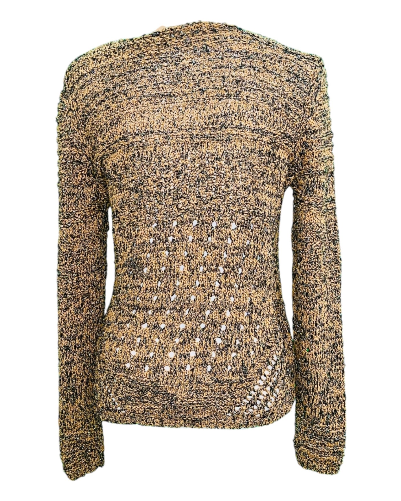 Biba Pullover 36 Ocker Schwarz Glitzer Strick