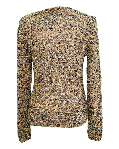Biba Pullover 36 Ocker Schwarz Glitzer Strick