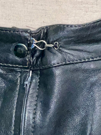 Vintage Leder Rock 34/36 Schwarz