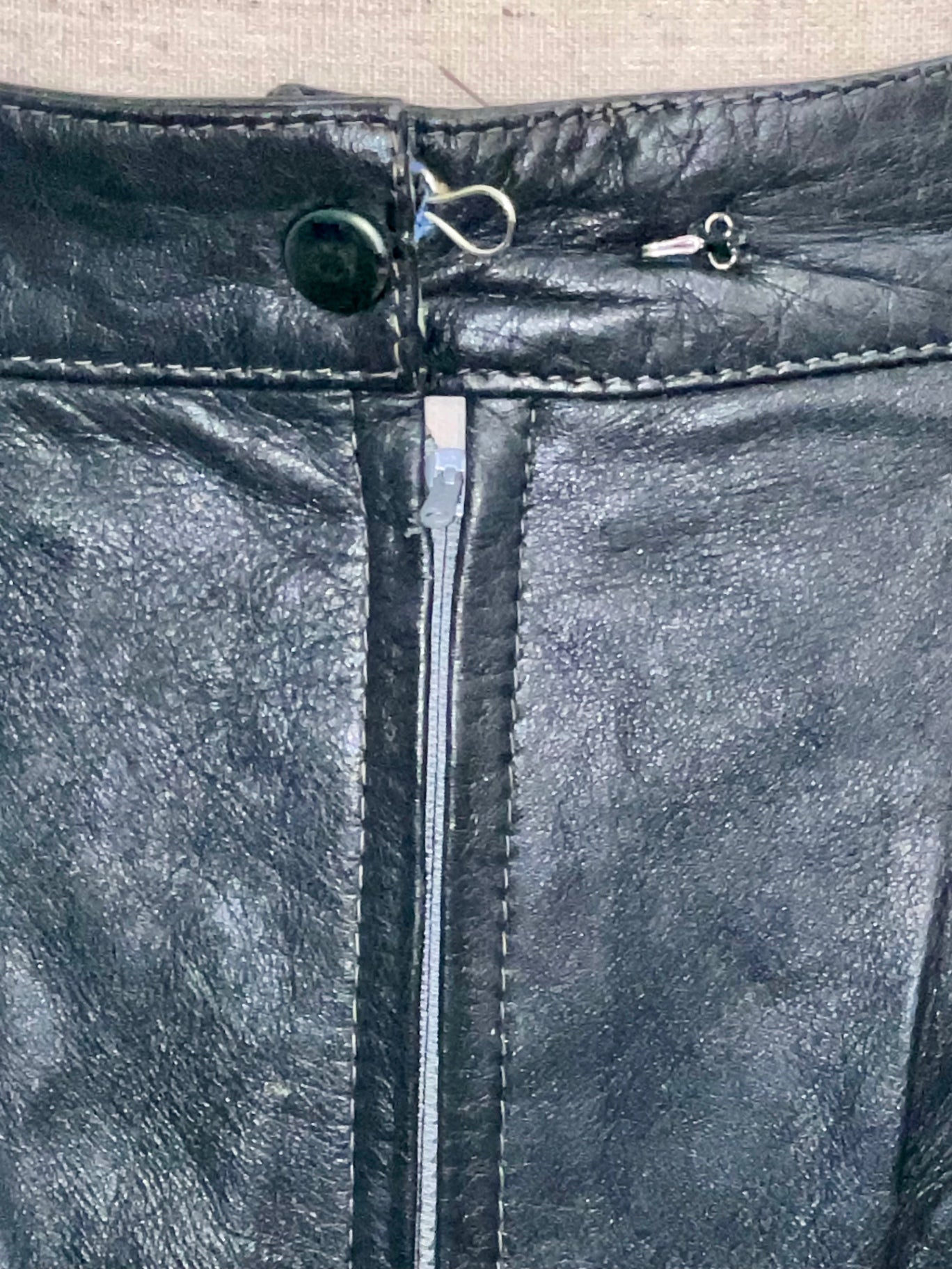 Vintage Leder Rock 34/36 Schwarz