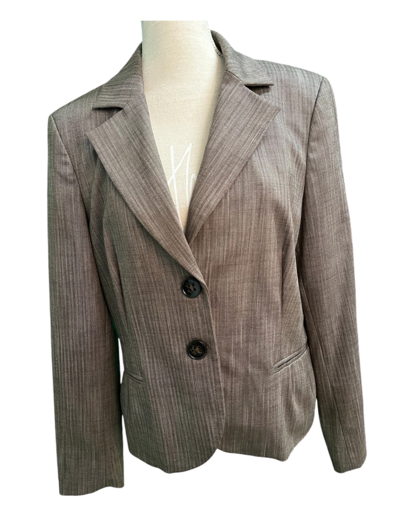 Comma Blazer 44 Braun dezent gestreift mit Falten an der Taille