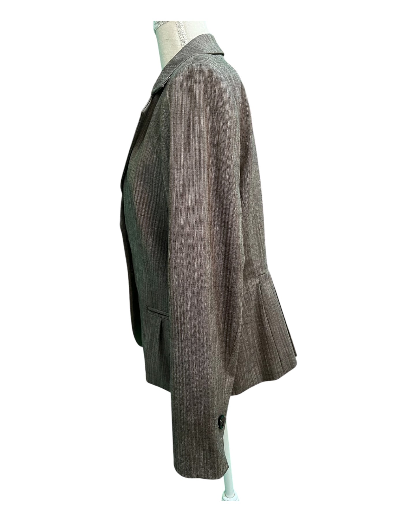 Comma Blazer 44 Braun dezent gestreift mit Falten an der Taille
