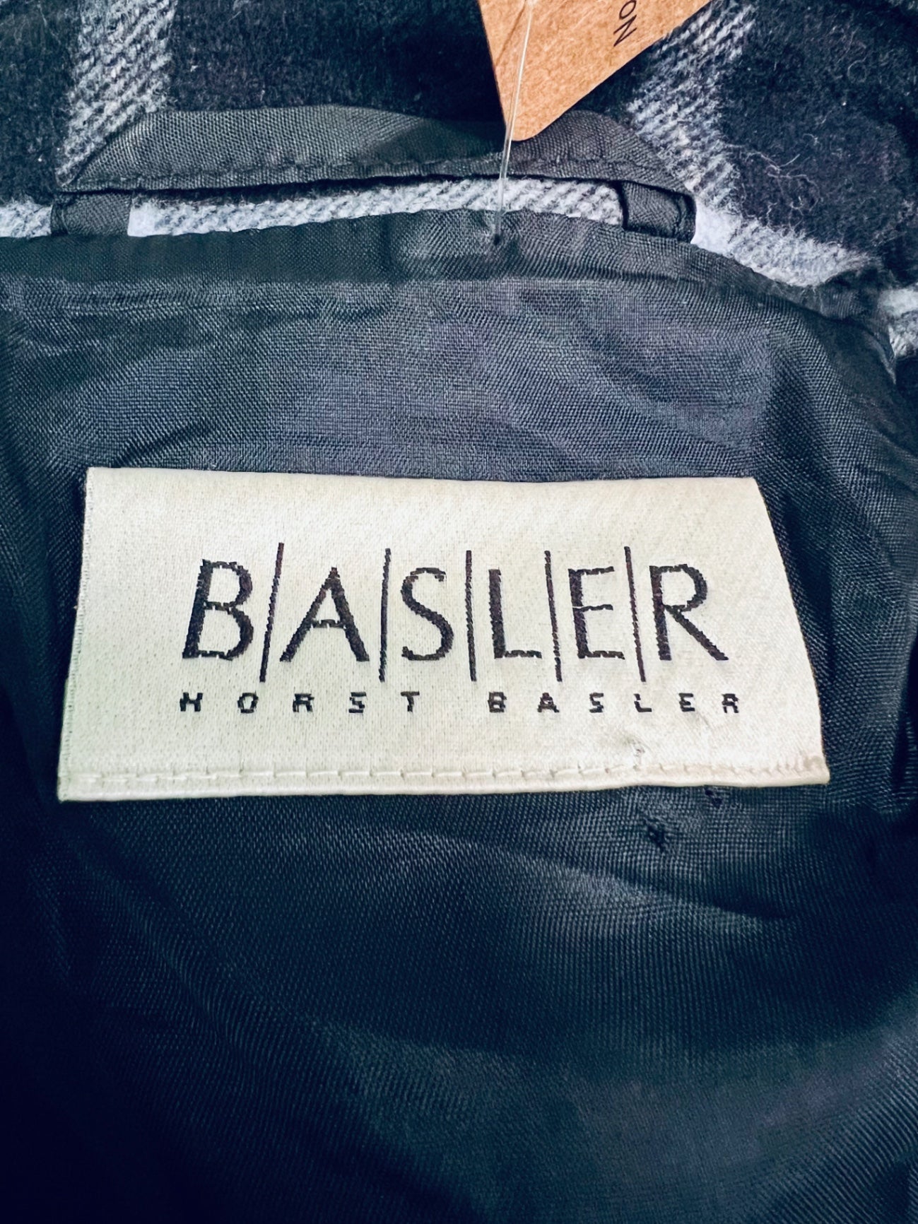 Vintage Basler Hemd M 38 Blau kariert Schurwolle + Angora