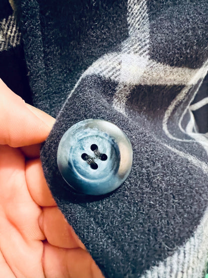 Vintage Basler Hemd M 38 Blau kariert Schurwolle + Angora