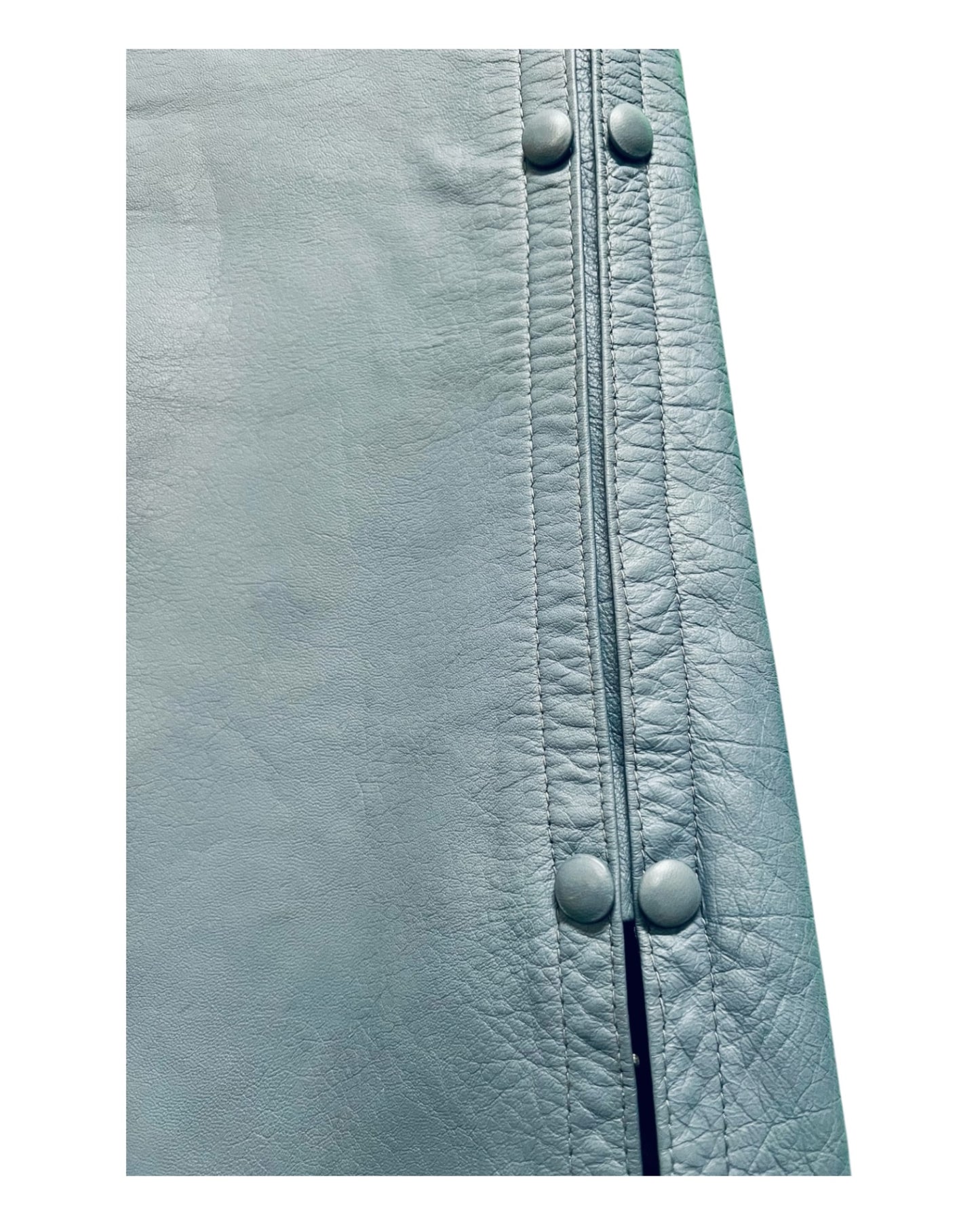 Vintage Leder Rock Ca. 42 / 44 Taubenblau Blau