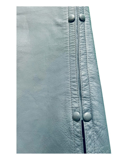 Vintage Leder Rock Ca. 42 / 44 Taubenblau Blau