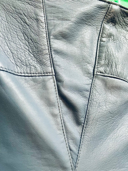 Vintage Leder Rock Ca. 42 / 44 Taubenblau Blau