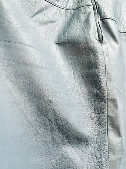 Vintage Leder Rock Ca. 42 / 44 Taubenblau Blau