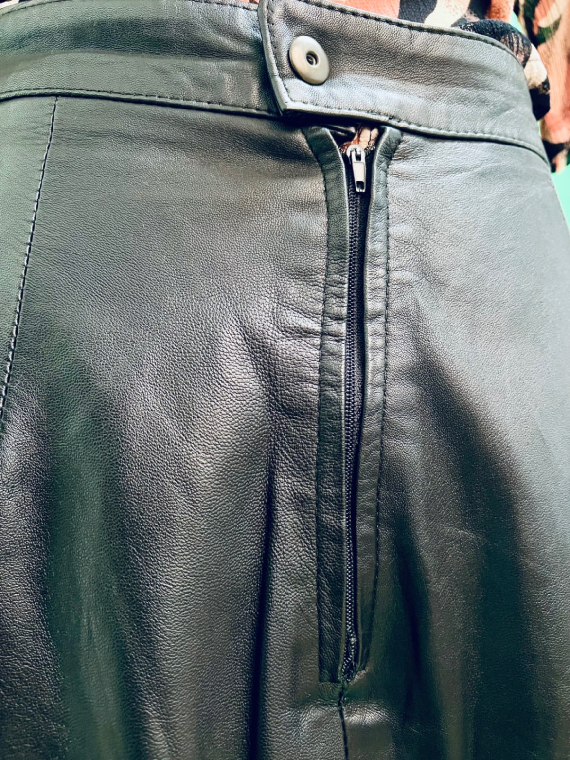 Vintage Leder Rock Ca. 38 Schwarz