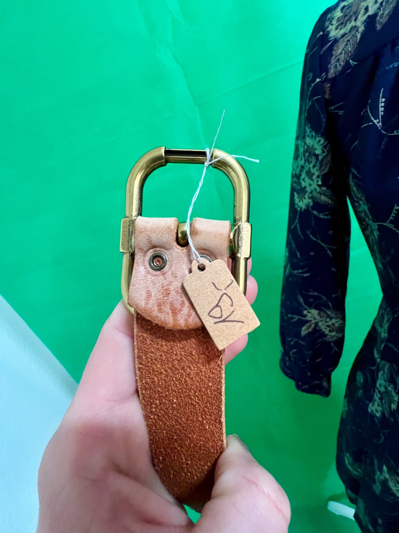 Leder Gürtel Ca. 85 cm Hellbraun mit Antikgold-Schnalle , Neu