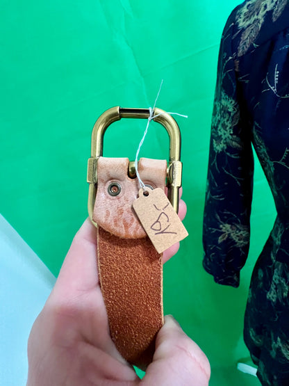 Leder Gürtel Ca. 85 cm Hellbraun mit Antikgold-Schnalle , Neu