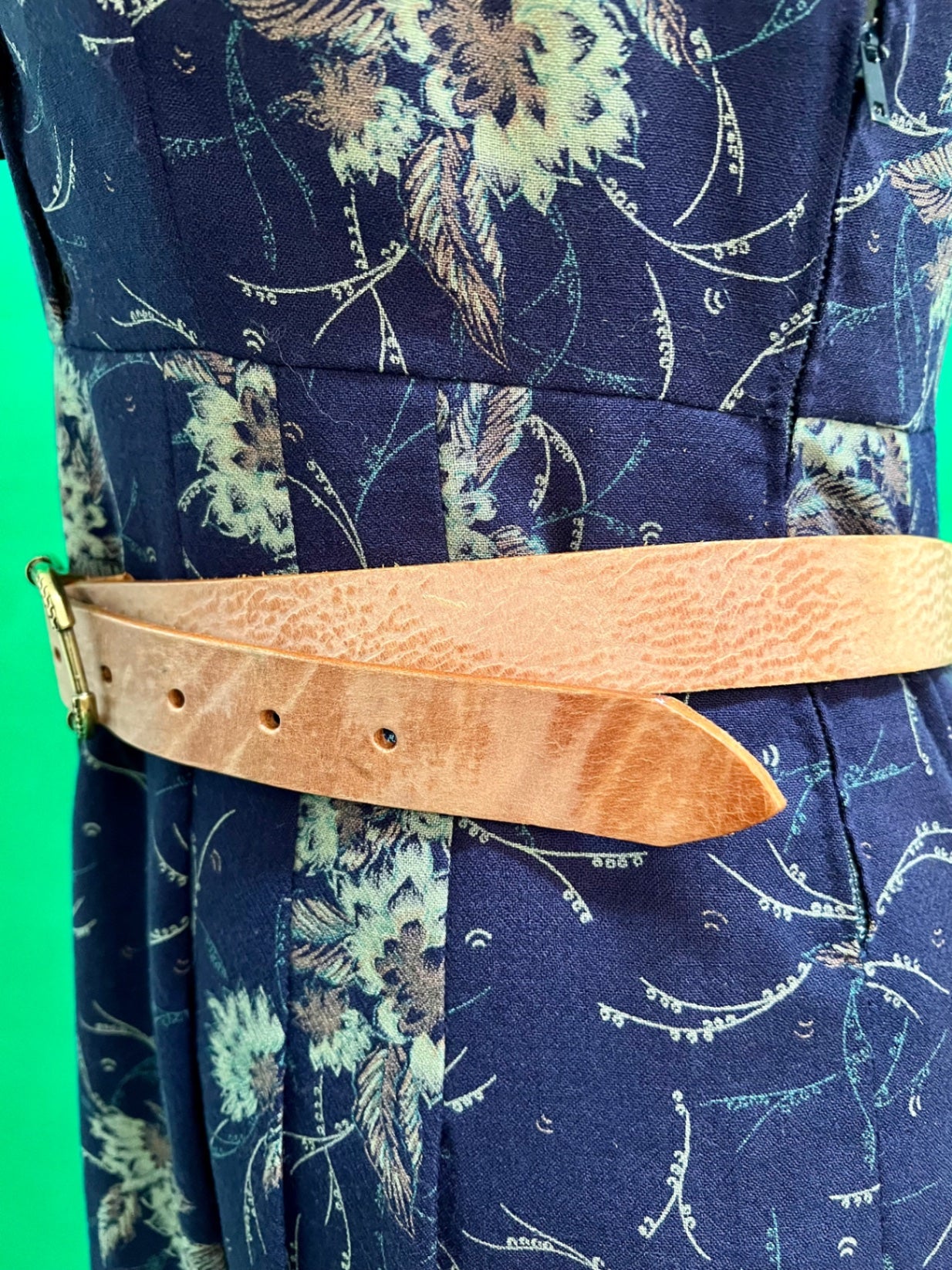 Leder Gürtel Ca. 85 cm Hellbraun mit Antikgold-Schnalle , Neu