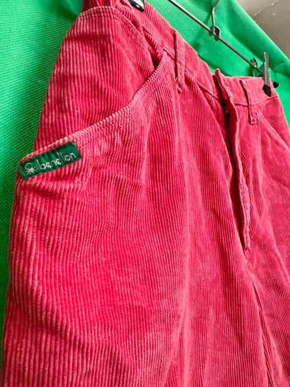 Vintage Benetton Hose Cord M Pink Y2K Cargo