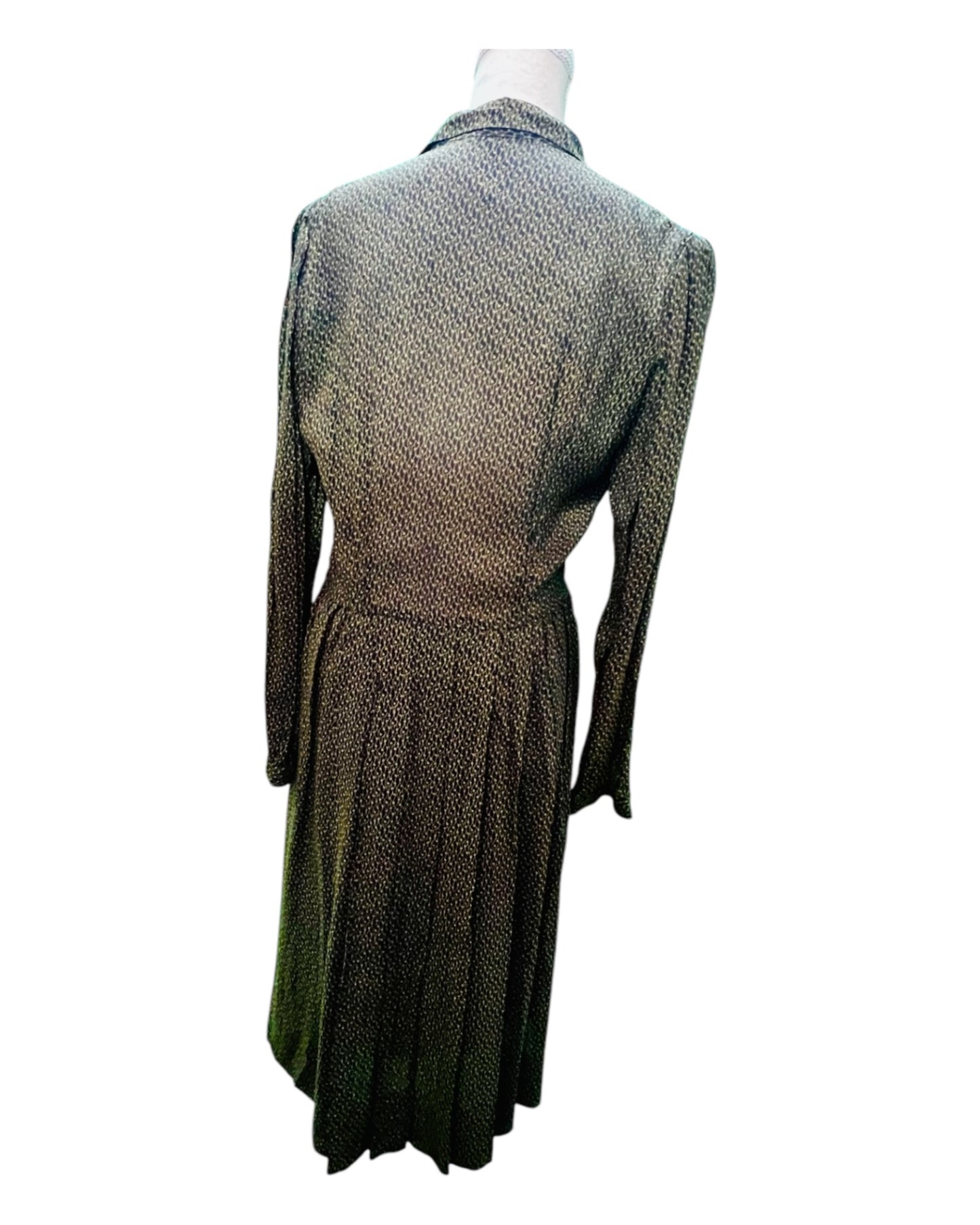 Vintage Viskose Kleid 38/40 Schwarz mit gelben Details