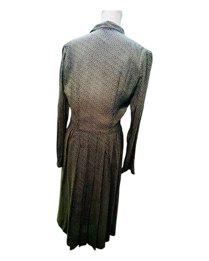 Vintage Viskose Kleid 38/40 Schwarz mit gelben Details