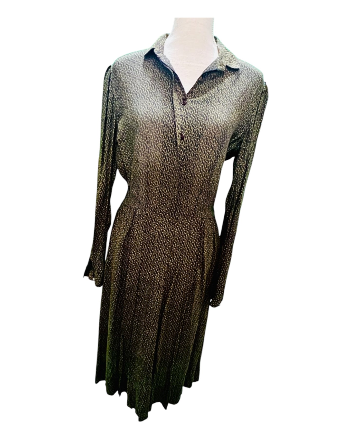 Vintage Viskose Kleid 38/40 Schwarz mit gelben Details