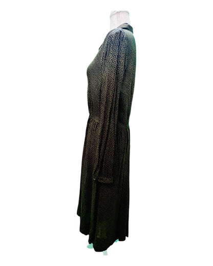 Vintage Viskose Kleid 38/40 Schwarz mit gelben Details