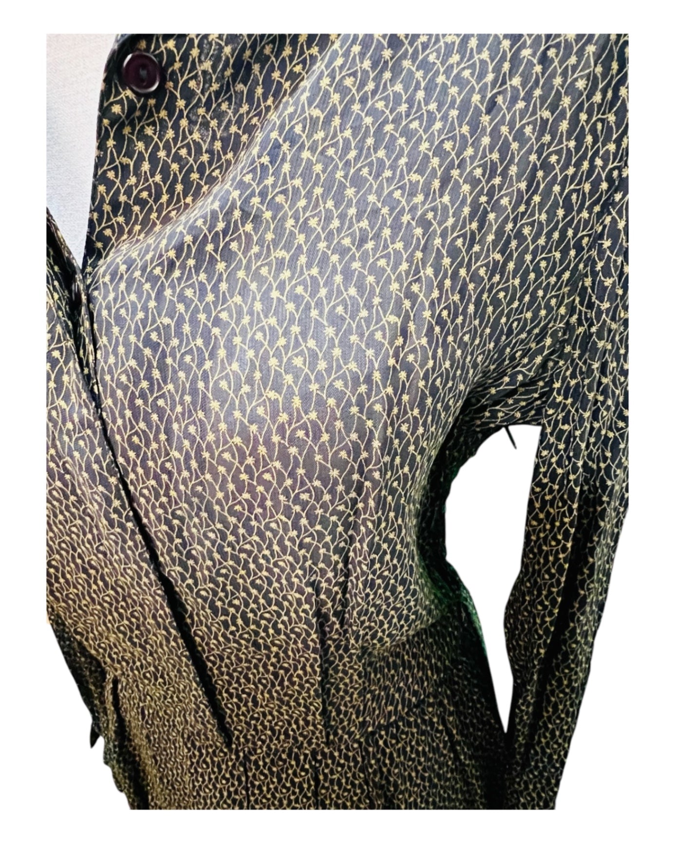 Vintage Viskose Kleid 38/40 Schwarz mit gelben Details