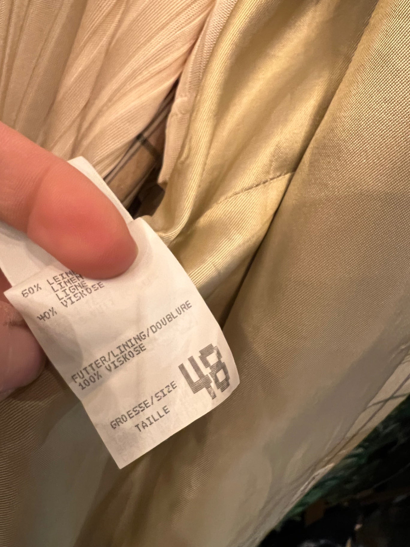 Vintage Jobis Hemd 48 Beige kariert oversize Leinen Viskose