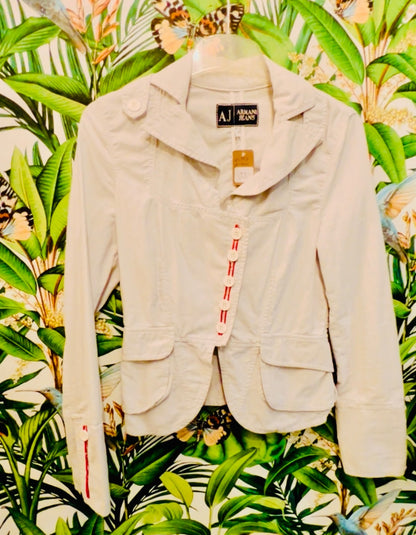 Vintage Armani Jeans Jacke / Blazer Xs / Xxs Weiß