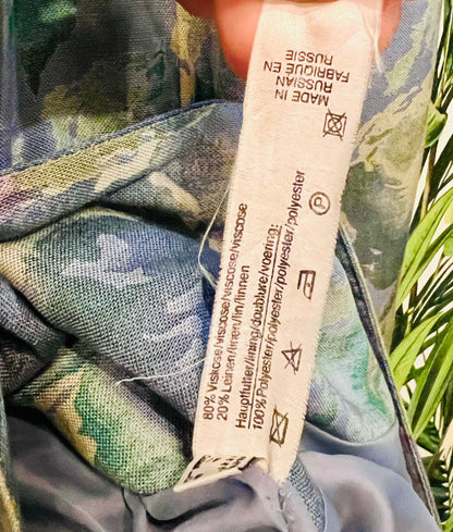 Vintage Blazer 40 Mehrfarbig grün blau Viskose Leinen