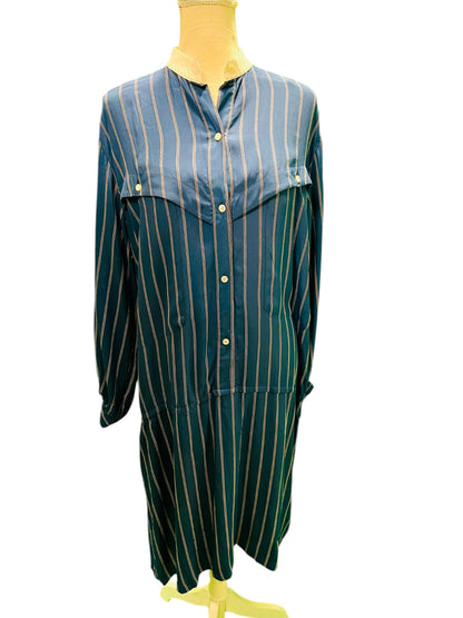 Vintage 70er CM Creation Mademoiselle Kleid L Blau gestreift