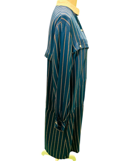Vintage 70er CM Creation Mademoiselle Kleid L Blau gestreift