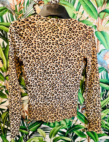 Vintage Morgan de Toi Cardigan S Beige mit Leopardenmuster