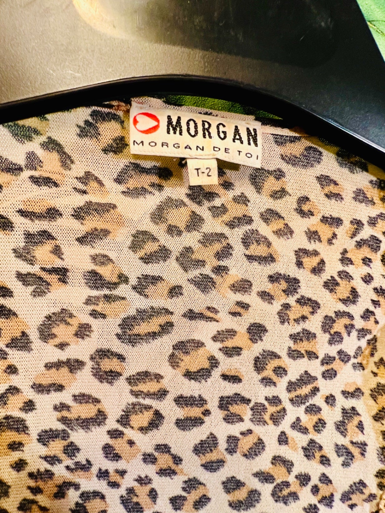 Vintage Morgan de Toi Cardigan S Beige mit Leopardenmuster