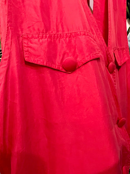 Vintage Revolution Weste L Rot Himbeerrot Seide