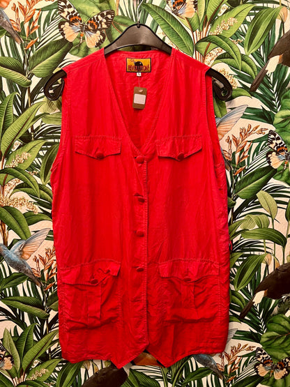 Vintage Revolution Weste L Rot Himbeerrot Seide