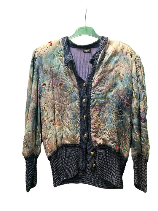 True Vintage Apfeld Jacke 44/46 Hellblau Bunt 80s 