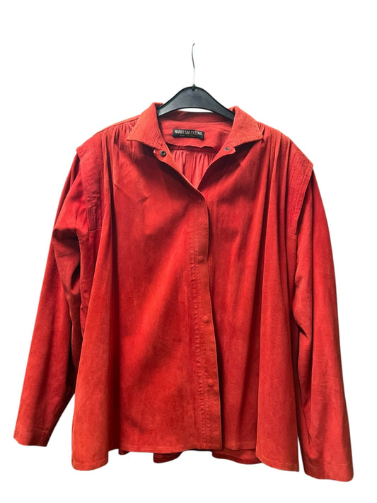 Vintage Mario Valentino Hemd 40 42 Rot Wildleder