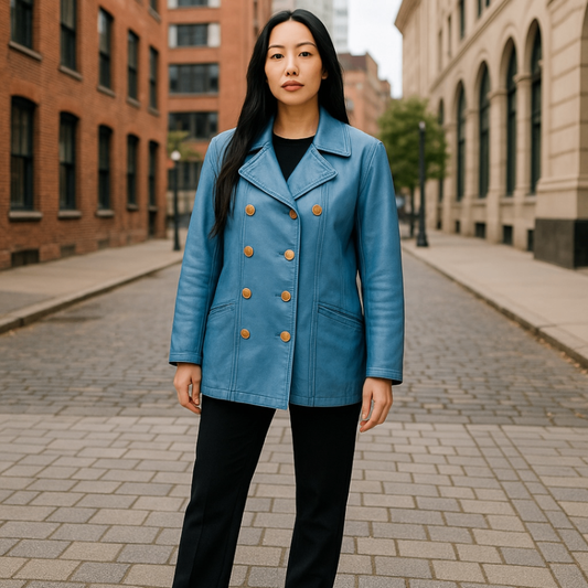 Vintage Otto Kern Lederjacke / Lederblazer 40 Blau