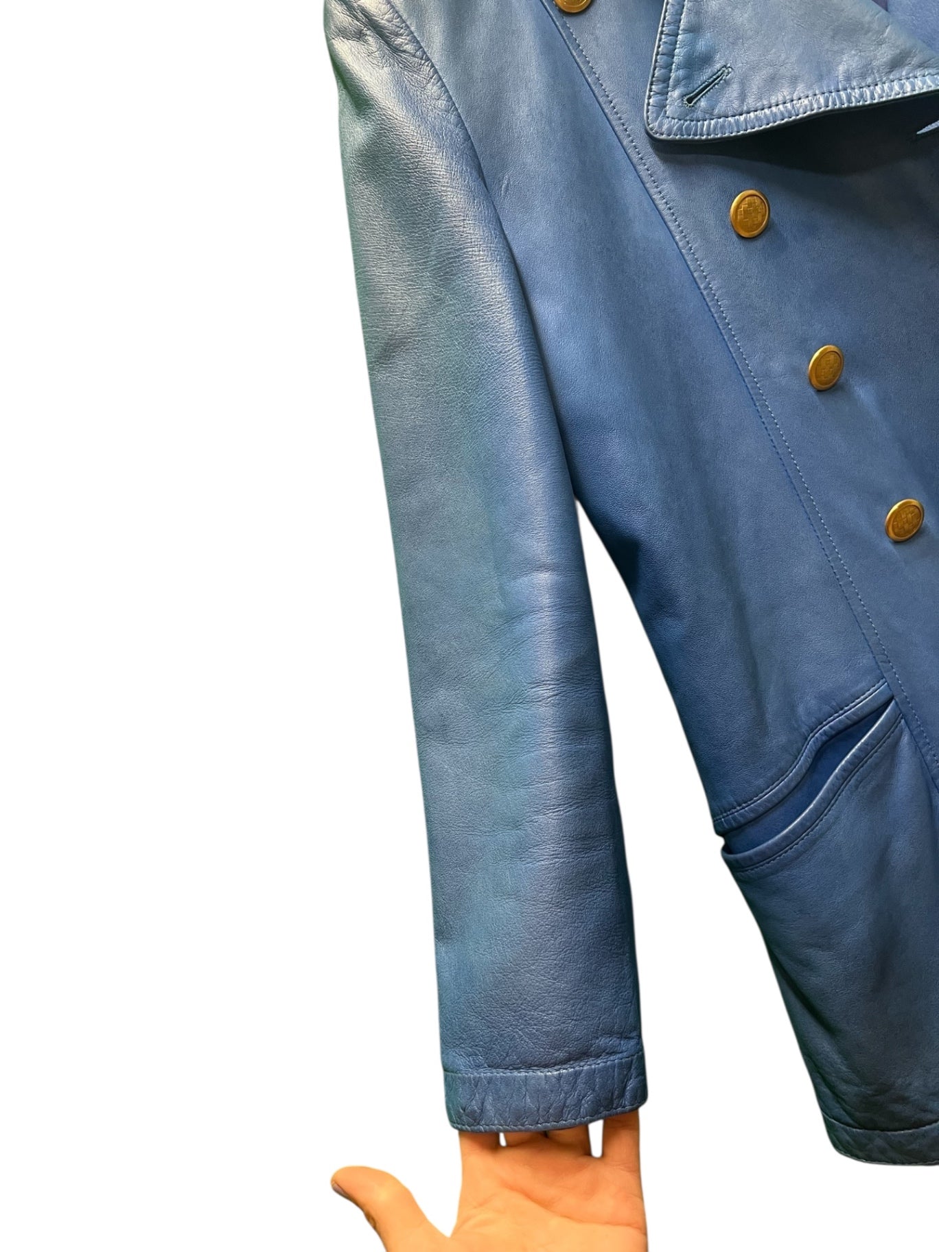 Vintage Otto Kern Lederjacke / Lederblazer 40 Blau