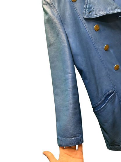Vintage Otto Kern Lederjacke / Lederblazer 40 Blau