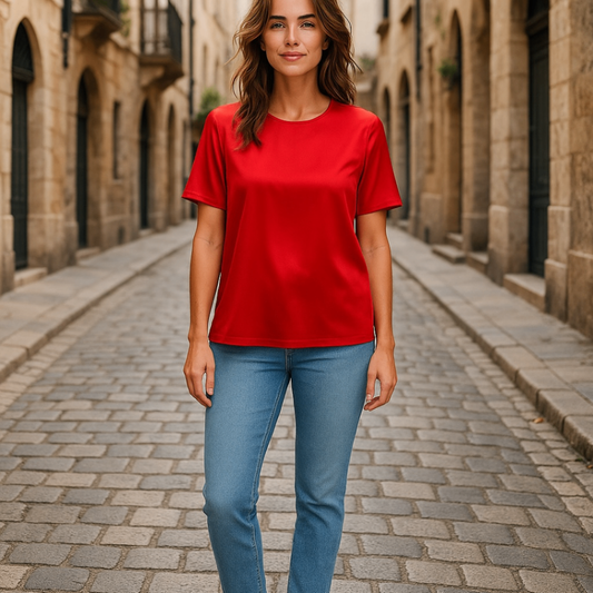 Vintage Escada Blusenshirt 38 Rot Seide