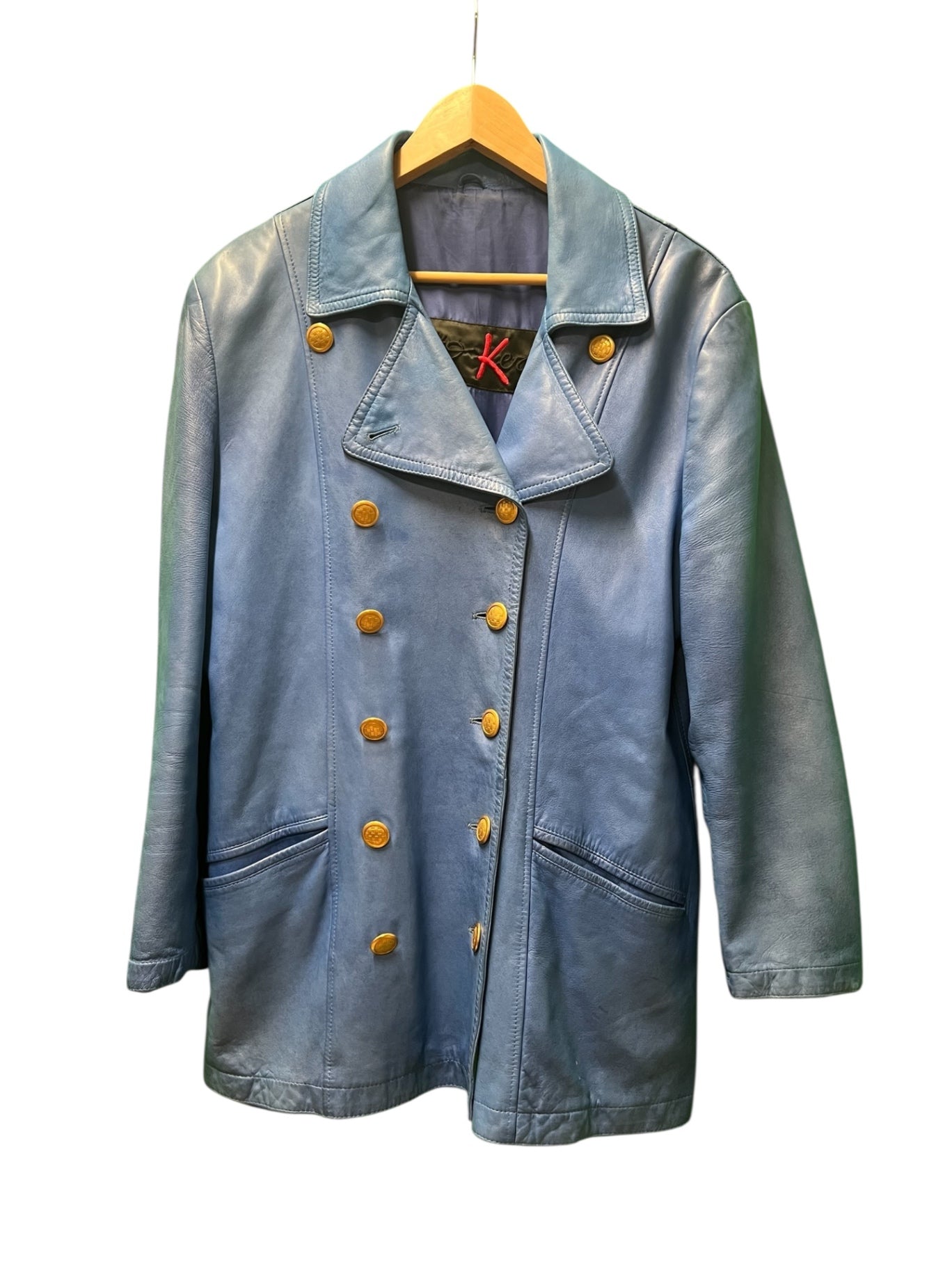 Vintage Otto Kern Lederjacke / Lederblazer 40 Blau