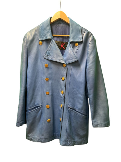 Vintage Otto Kern Lederjacke / Lederblazer 40 Blau