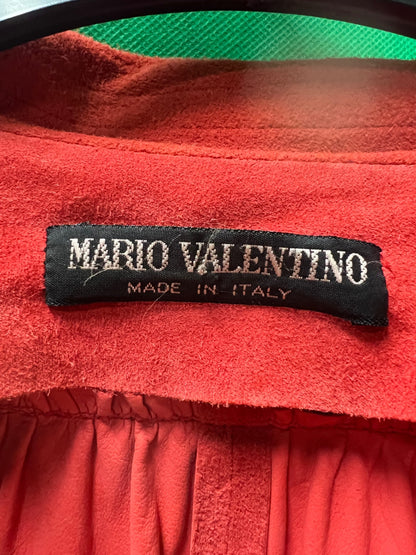 Vintage Mario Valentino Hemd 40 42 Rot Wildleder