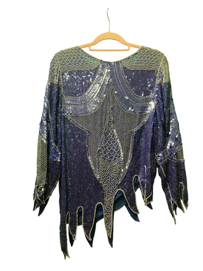 True Vintage Le Beau 80s Blusentop 40/42 Blau