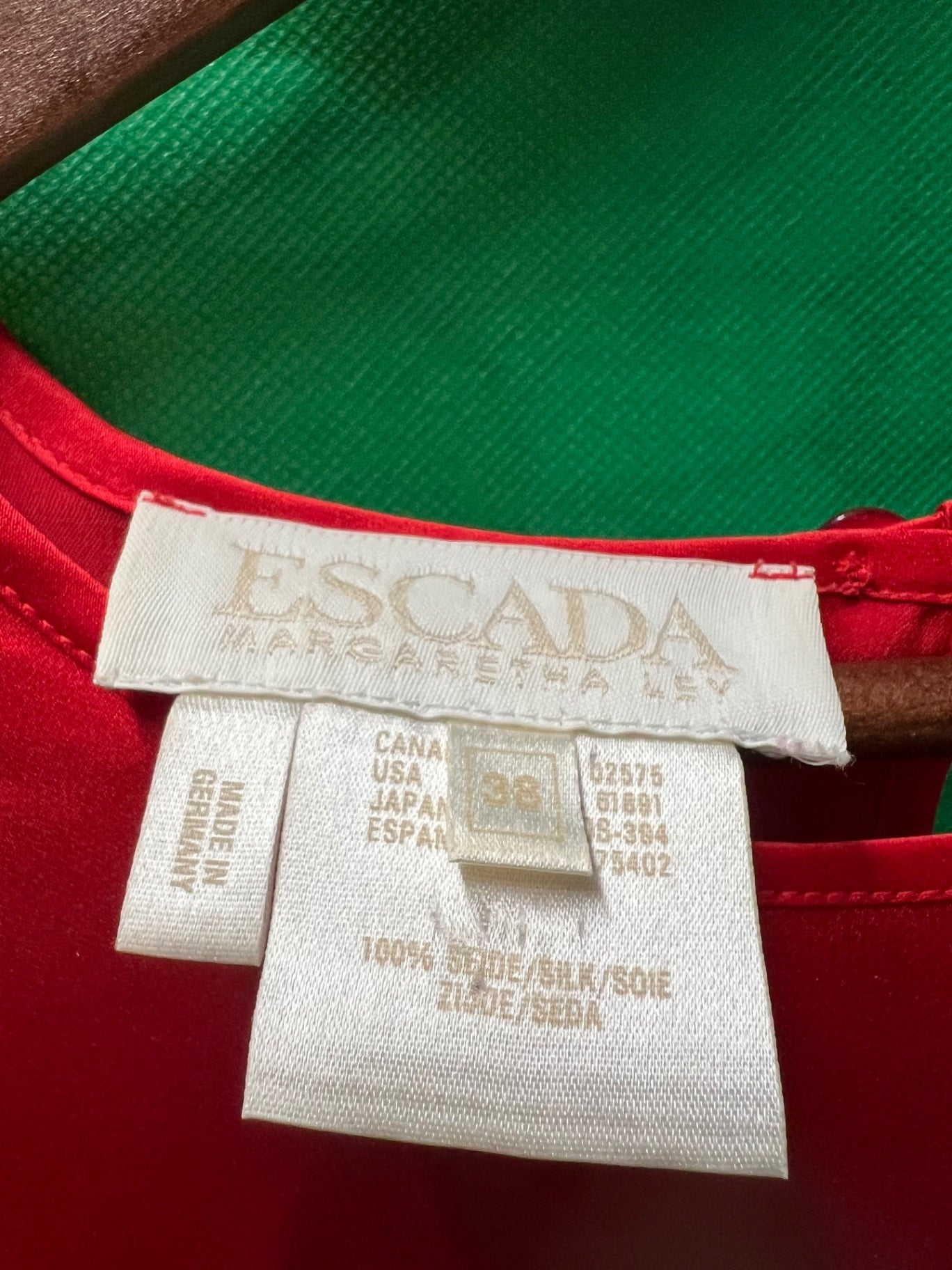 Vintage Escada Blusenshirt 38 Rot Seide